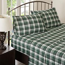 Woolrich Cotton Flannel Green Sheet Set - King