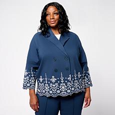 Wynne Collection Embroidered Spring Jacket with Scalloped Hem