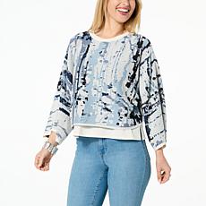 WynneCollection Double Knit Jacquard Popover Sweater