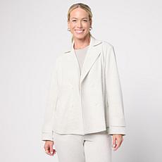 WynneCollection French Terry Double-Breasted Short Jacket
