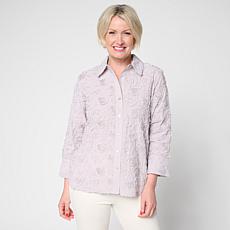 WynneCollection Novelty Yarn Dye Stripe and Solid Shirt