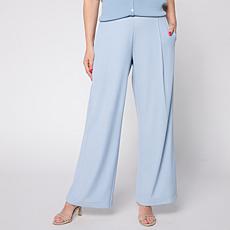 WynneCollection Pique Tencel Blend Pleated Pant