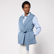 WynneCollection Quilted Cloud Knit Belted Vest 