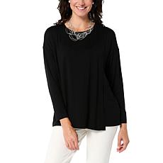 WynneLayers Crewneck Jersey Knit Tee with Overlap Detail