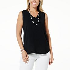WynneLayers Crinkle Crepe Curved Hem Tank