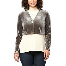 WynneLayers Cropped Velvet Cardigan
