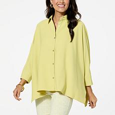 WynneLayers Drapey Twill Unstructured Button-Down Top