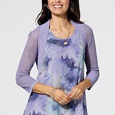 WynneLayers Open Mesh Sleeves Shrug Sweater