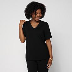 WynneLayers Print or Solid Rayon Spandex V-Neck Tee Shirt