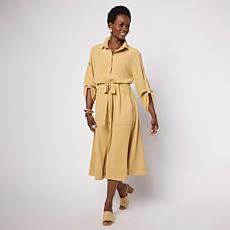 WynneLayers Stretch Crepe Long-Sleeve Utility Dress