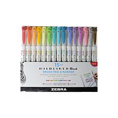 Zebra Pens Mildliner Brush Pen Assorted Set of 15