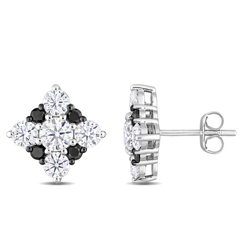 10K Gold 1.9ctw Moissanite and .28ctw Black Diamond Stud Earrings