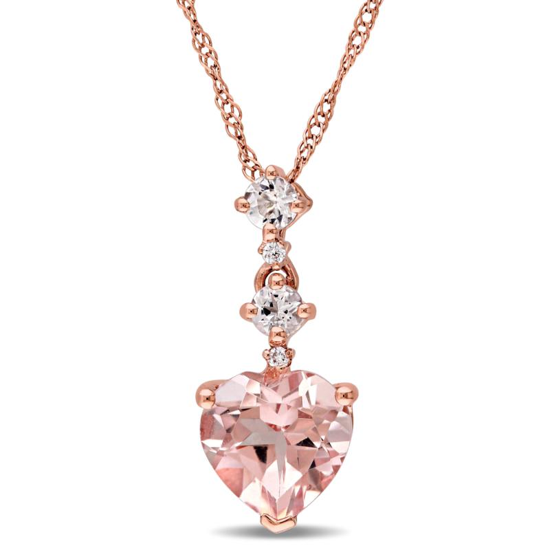 1 25ctw Pink Morganite And White Diamond 14k Rose Gold Heart Pendant With 17 C Hsn