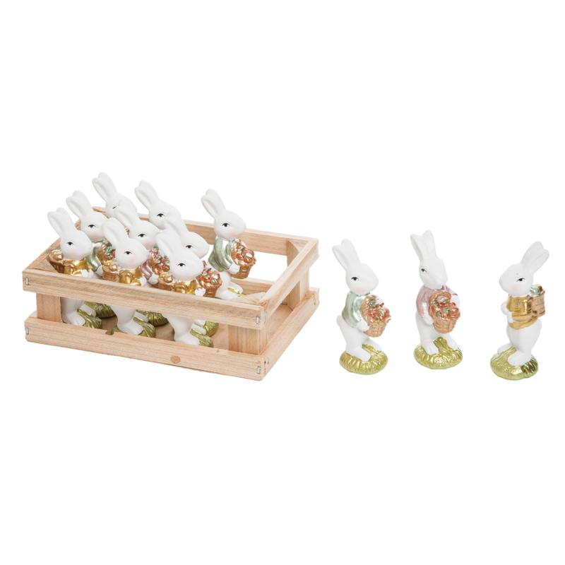C&F Home Mini White Bunnies In Crate Set of 12