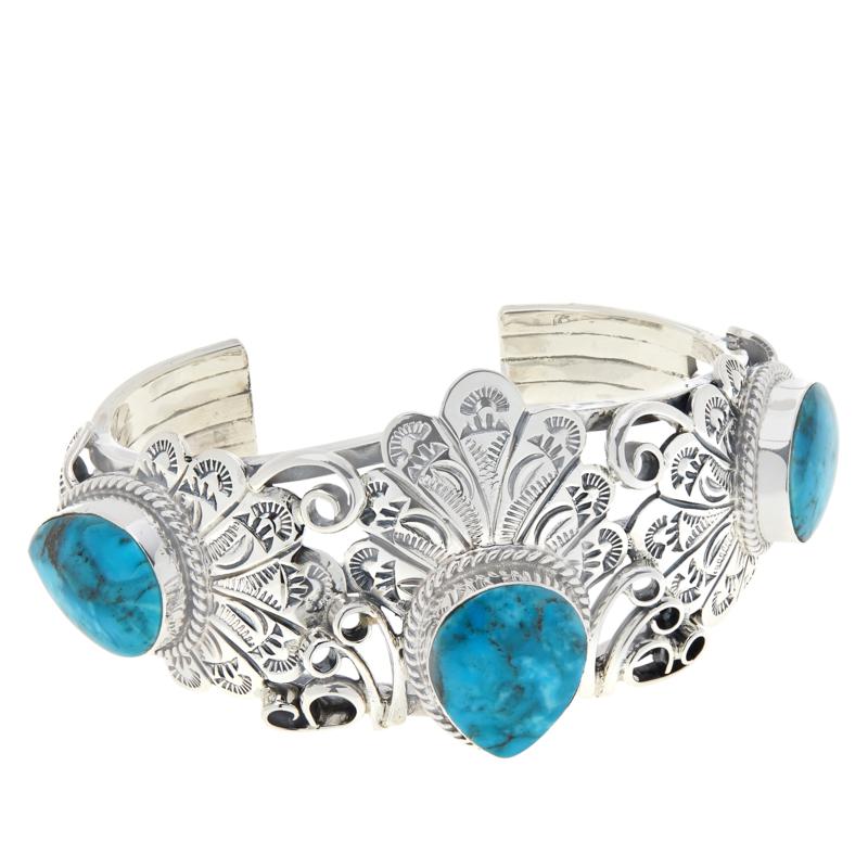 Chaco Canyon Sterling Silver Kingman Turquoise Navajo Cuff Hsn