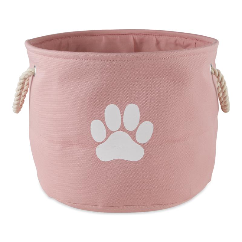 Design Imports Polyester Round Solid Pet Bin w/ Paw Patch Medium
