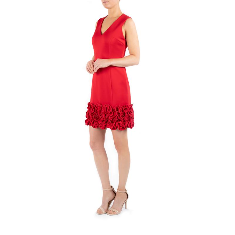 donna ricco ruffle hem dress