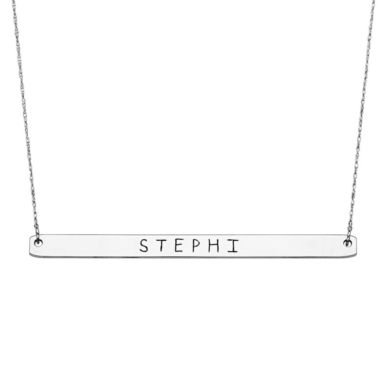 Engraved Bar 22 1/2" Sterling Silver Rope Chain Necklace   7658420