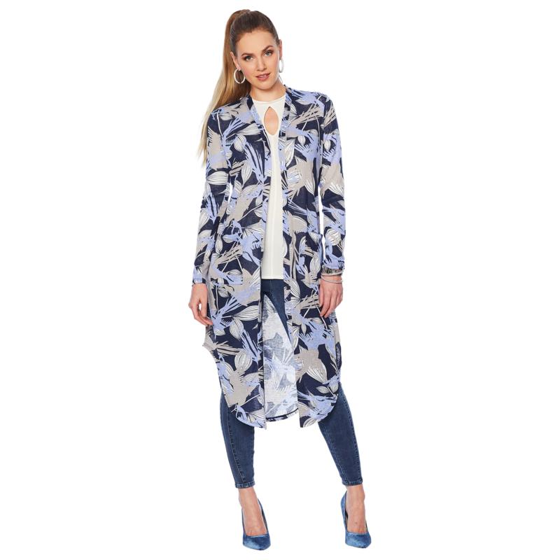 G by Giuliana Printed Slub Knit Duster Cardigan
