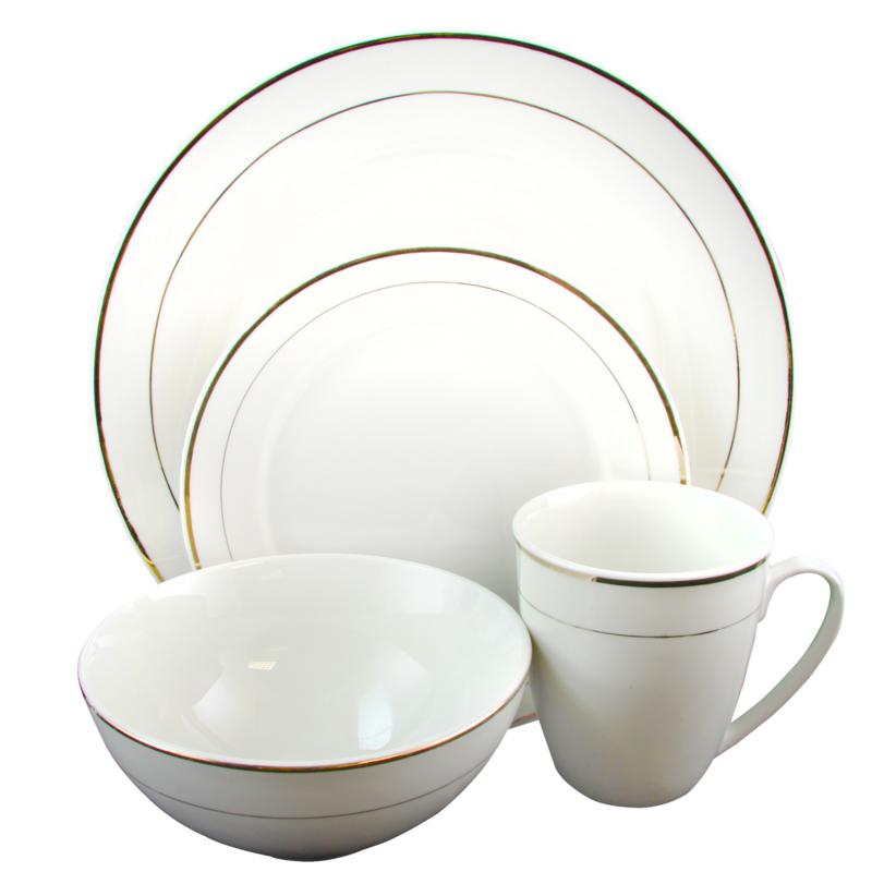 Gibson Home Almandine 16-piece Dinnerware Gold Banded Set