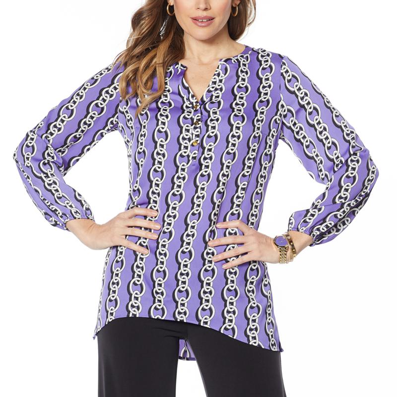 IMAN Global Chic Luxury Resort Printed Woven Tunic Top