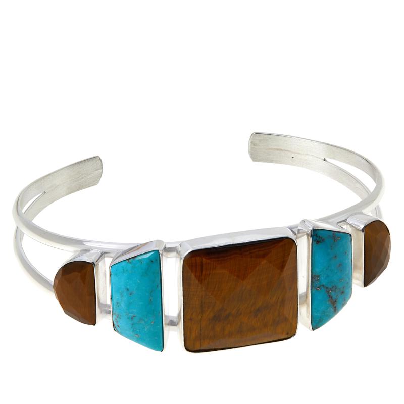 Jay King Tiger's Eye and Andean Turquoise Cuff Bracelet