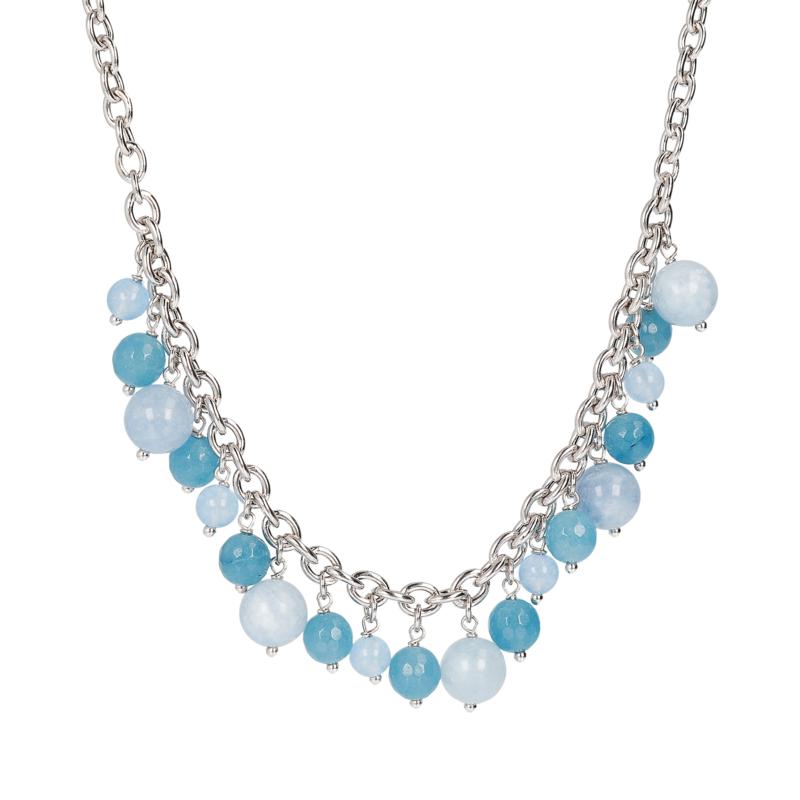 Joyelle 18" Sterling Silver Gemstone Dangle Necklace