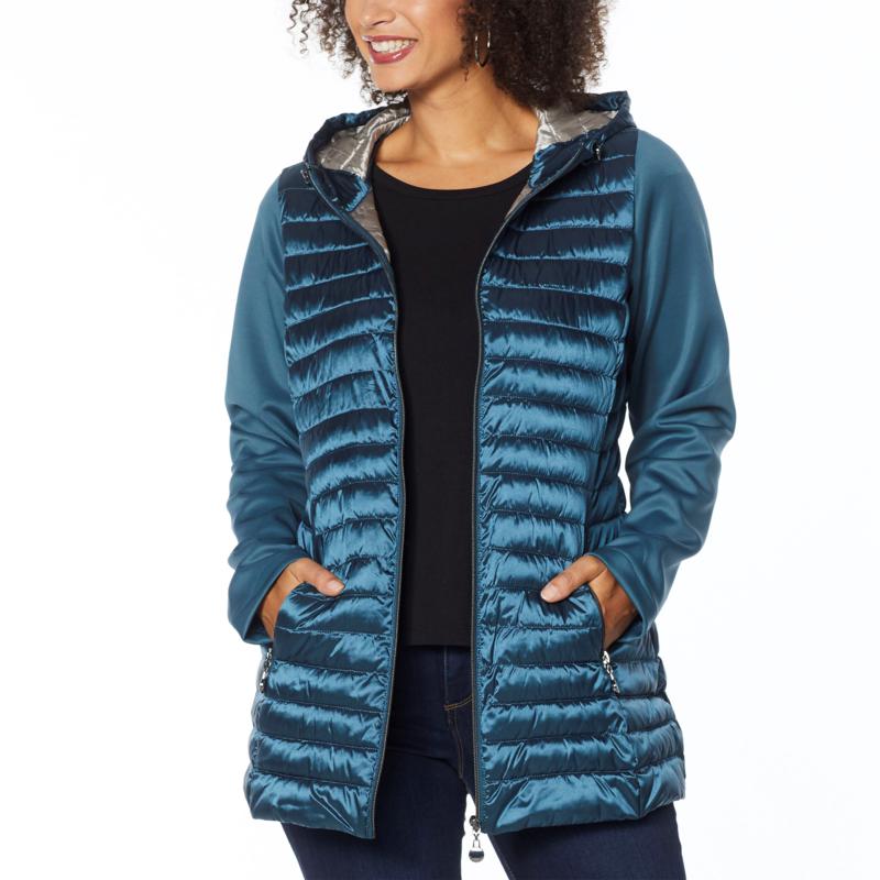 Laurier Hooded Puffer Jacket with Soft Shell Sleeves