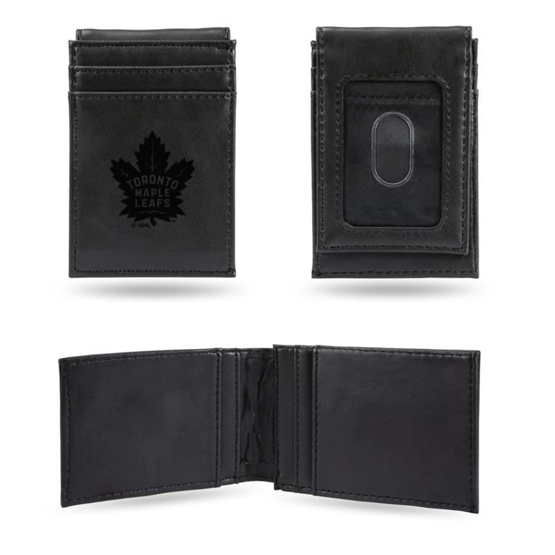 Maple Leafs Laser-Engraved Front Pocket Wallet - Black