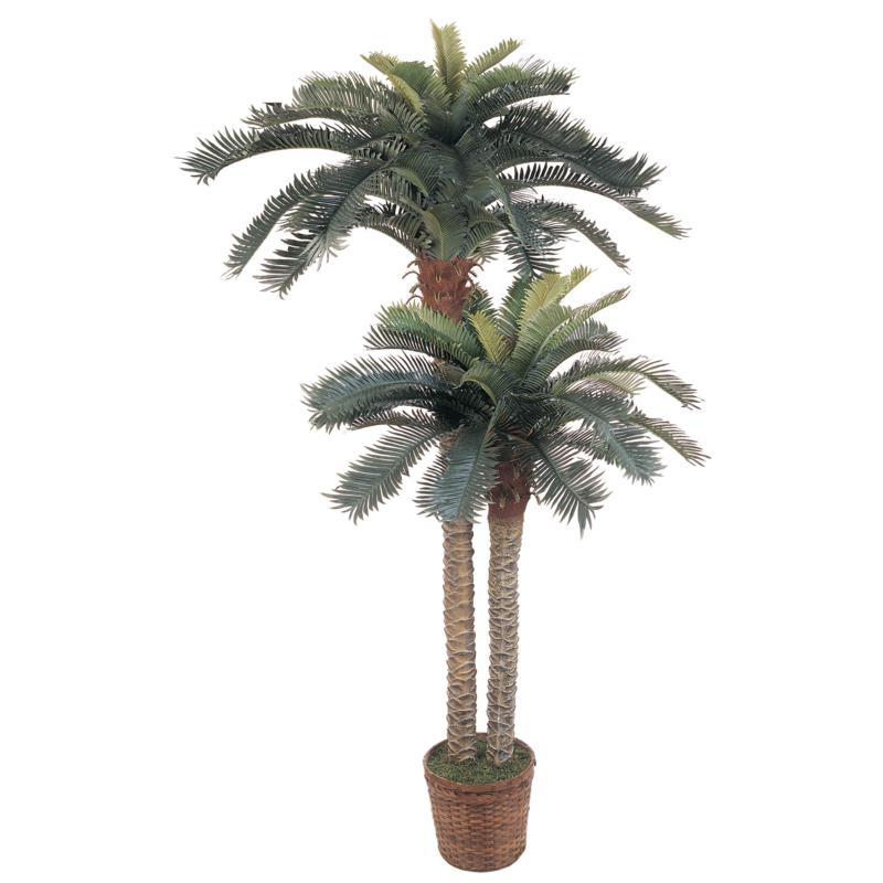 Nearly Natural 6' and 4' Double Potted Sago Palm Silk Tree