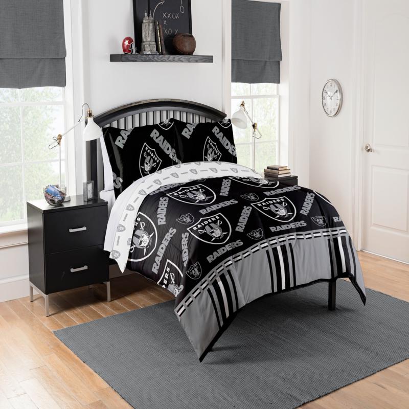 Officially Licensed Nfl Full Bed In A Bag Set Oakland Raiders 20091066 Hsn Officially Licensed Nfl Full Bed In A, Oakland Raiders Bedding Set