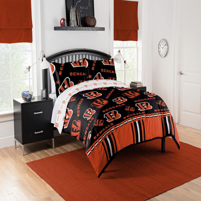 Officially Licensed Nfl Queen Bed In A Bag Set Cincinnati Bengals 20090995 Hsn Officially Licensed Nfl Queen Bed In A, Bengals Queen Bedding