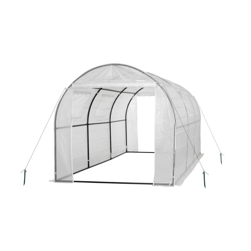 Ogrow Two Door Walk-In Tunnel Greenhouse with Vents & Steel Frame-WHT