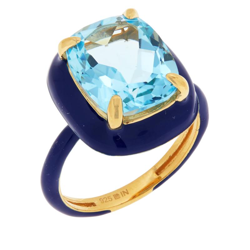 Rarities Gold-Plated Sterling Silver Gemstone and Enamel Ring
