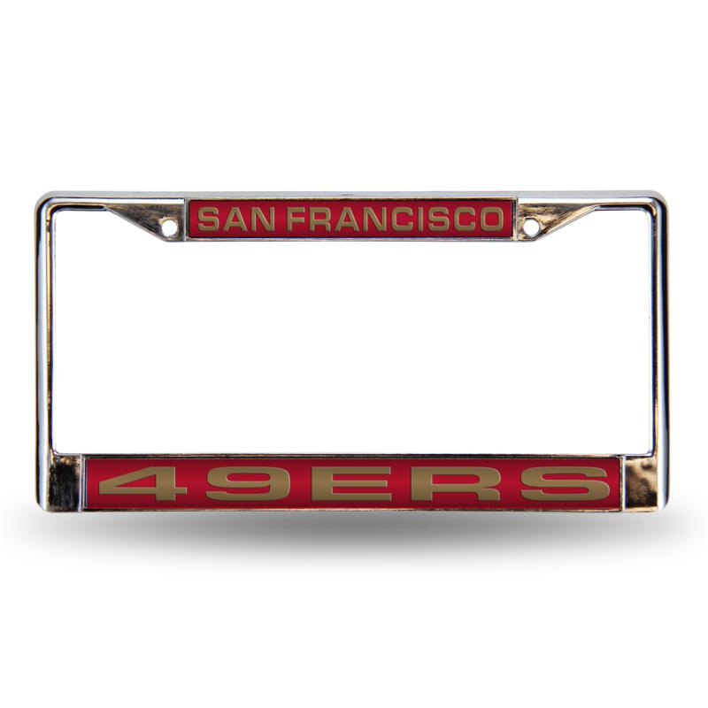 Red Laser Chrome License Plate Frame   San Francisco 49ers   7574698