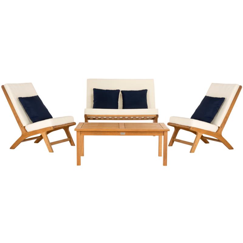 Safavieh Chaston 4-piece Outdoor Living Set with Accent Pillows