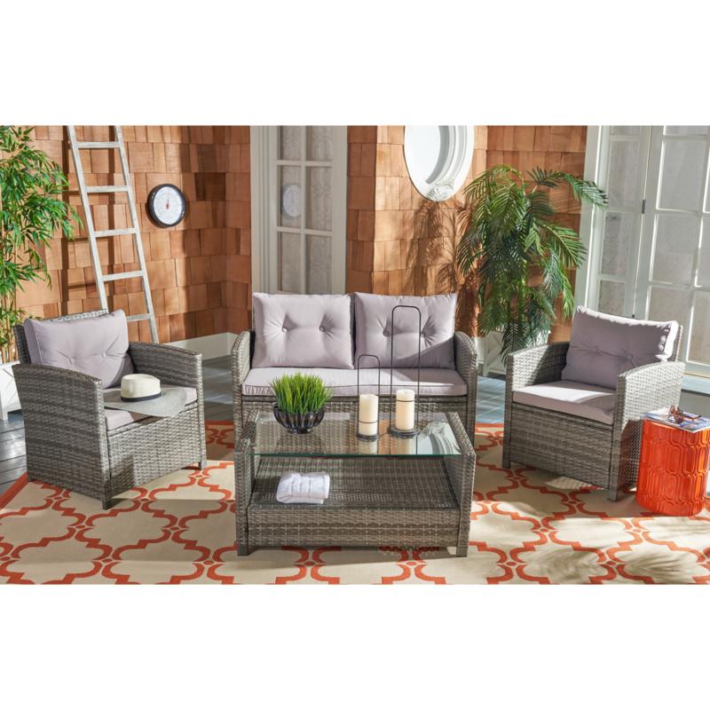 Safavieh Vellor 4-Piece Living Set - Black, Grey