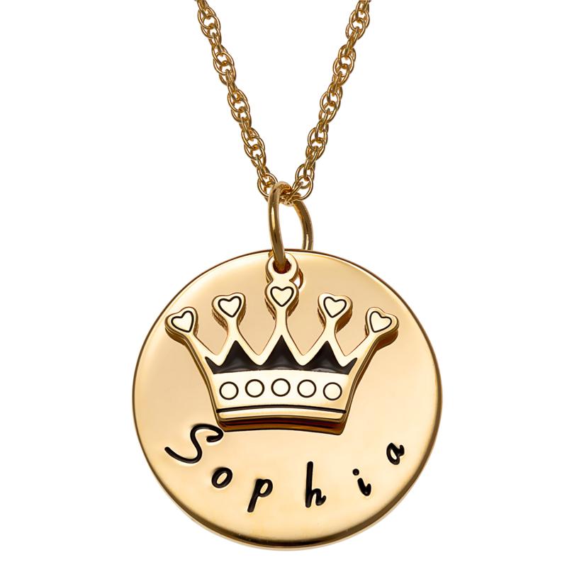 Sterling Silver Engraved Crown Name Disc Necklace Hsn