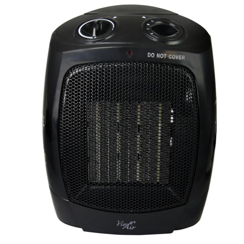 Vie Air 1500W Portable 2-Settings Office Black Ceramic Heater with ...