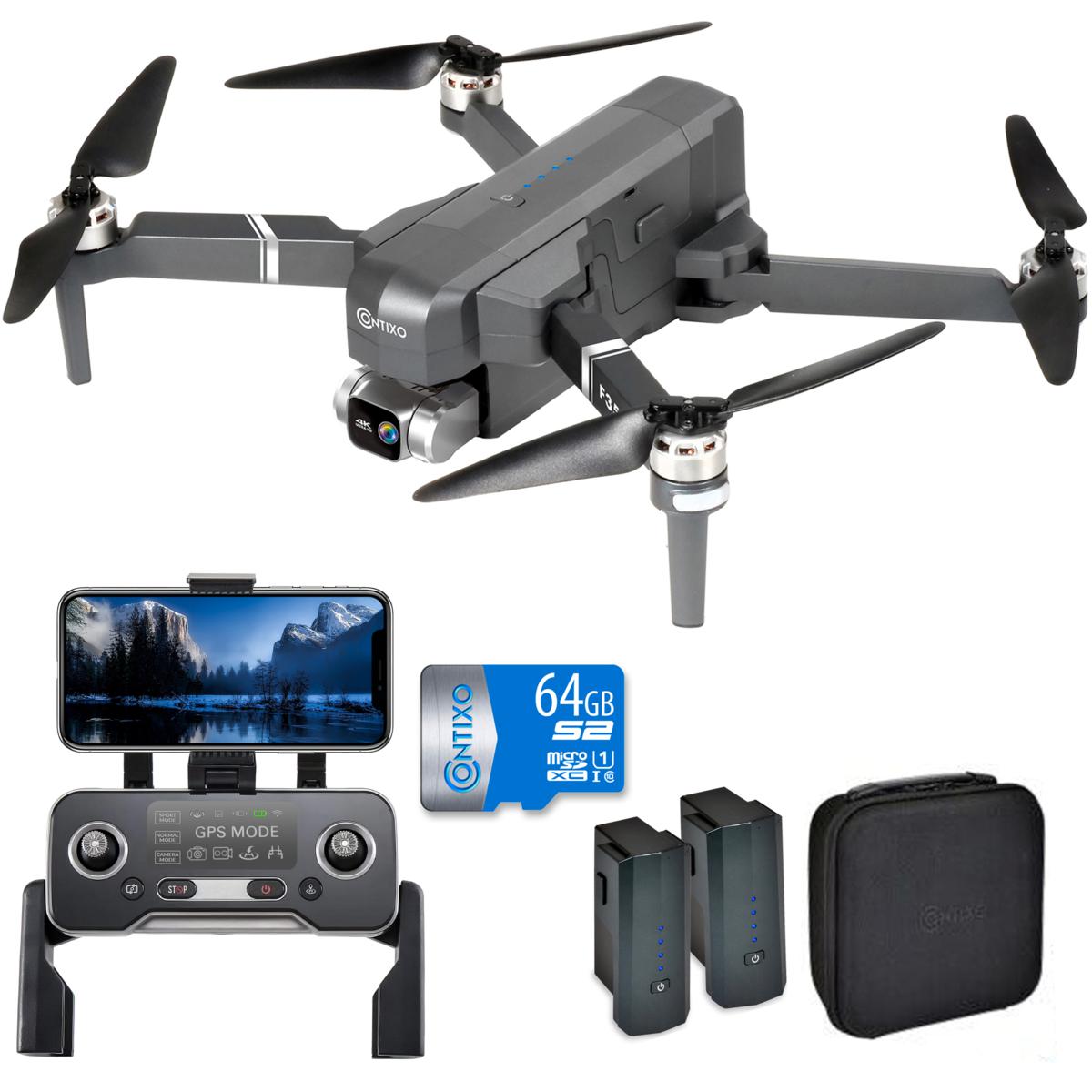 Contixo F35 RC GPS Drone Bundle, 4K UHD Camera, SelfStabilizing