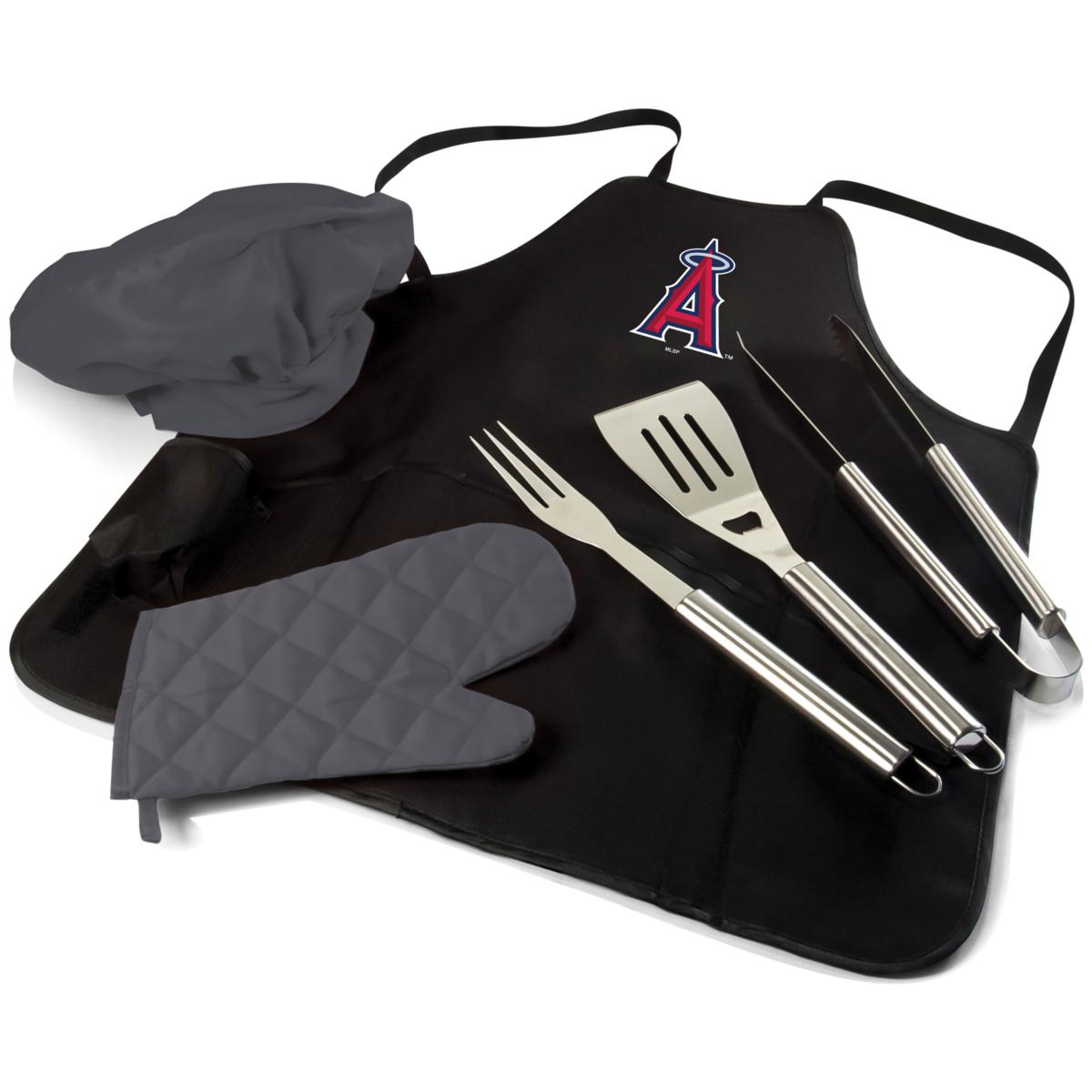 Officially Licensed MLB BBQ Apron Tote Grill Set Los Angeles Angels