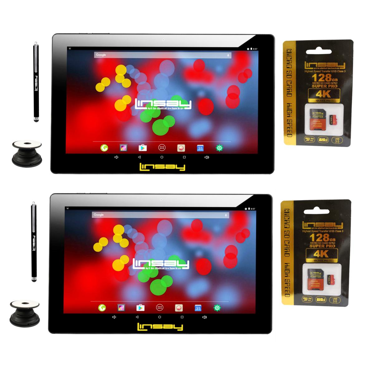 LINSAY 2 Pack 10" IPS 64GB RAM, 128GB SSD Android 13 Tablet Bundle 20600563 HSN