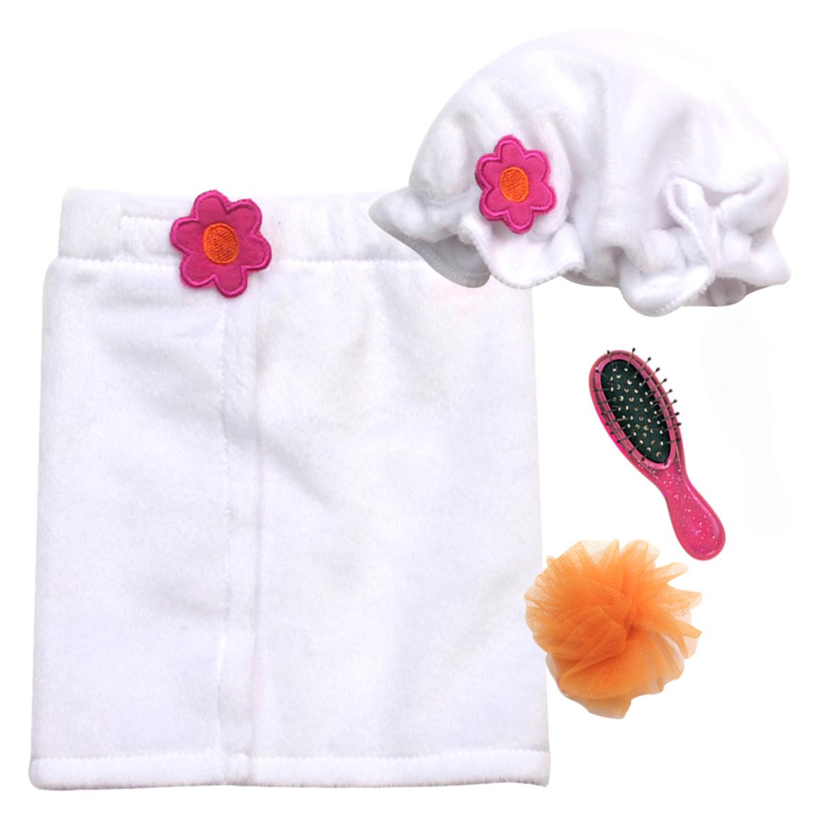 Sophia's by Teamson Kids Towel Wrap, Shower Cap & Brush for 18" Dolls