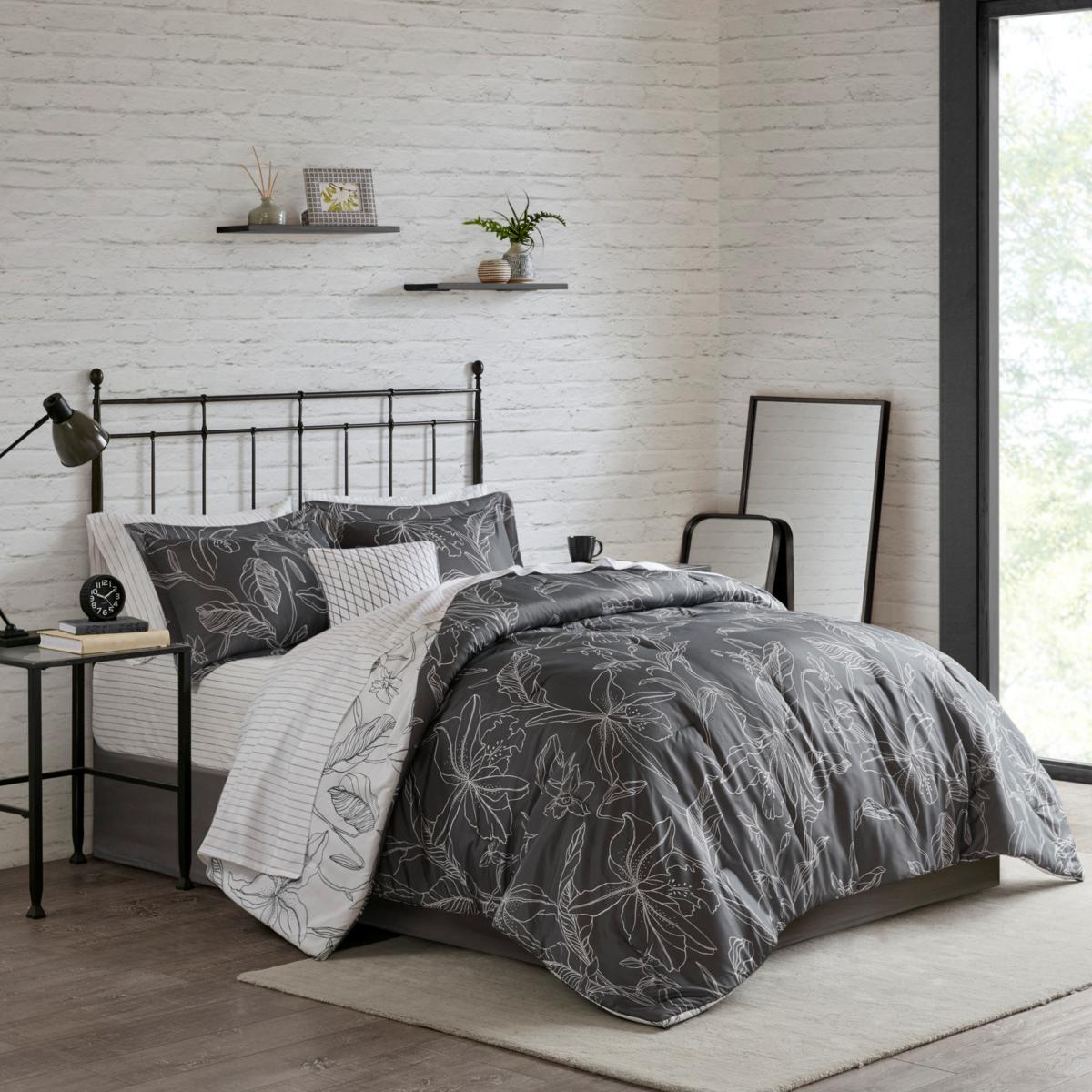 Madison Park Essentials Lilia 9 Piece Reversible Complete Bedding Set