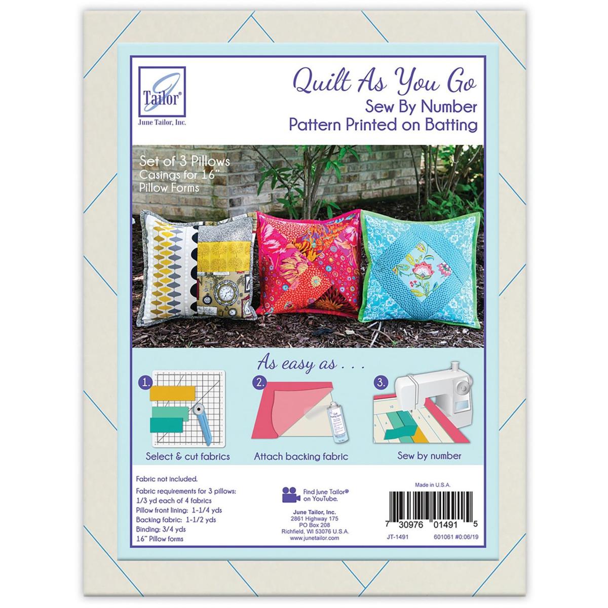 June Tailor Quilt As You Go Pillow Cover Assorted 3/Pkg 20677693 HSN