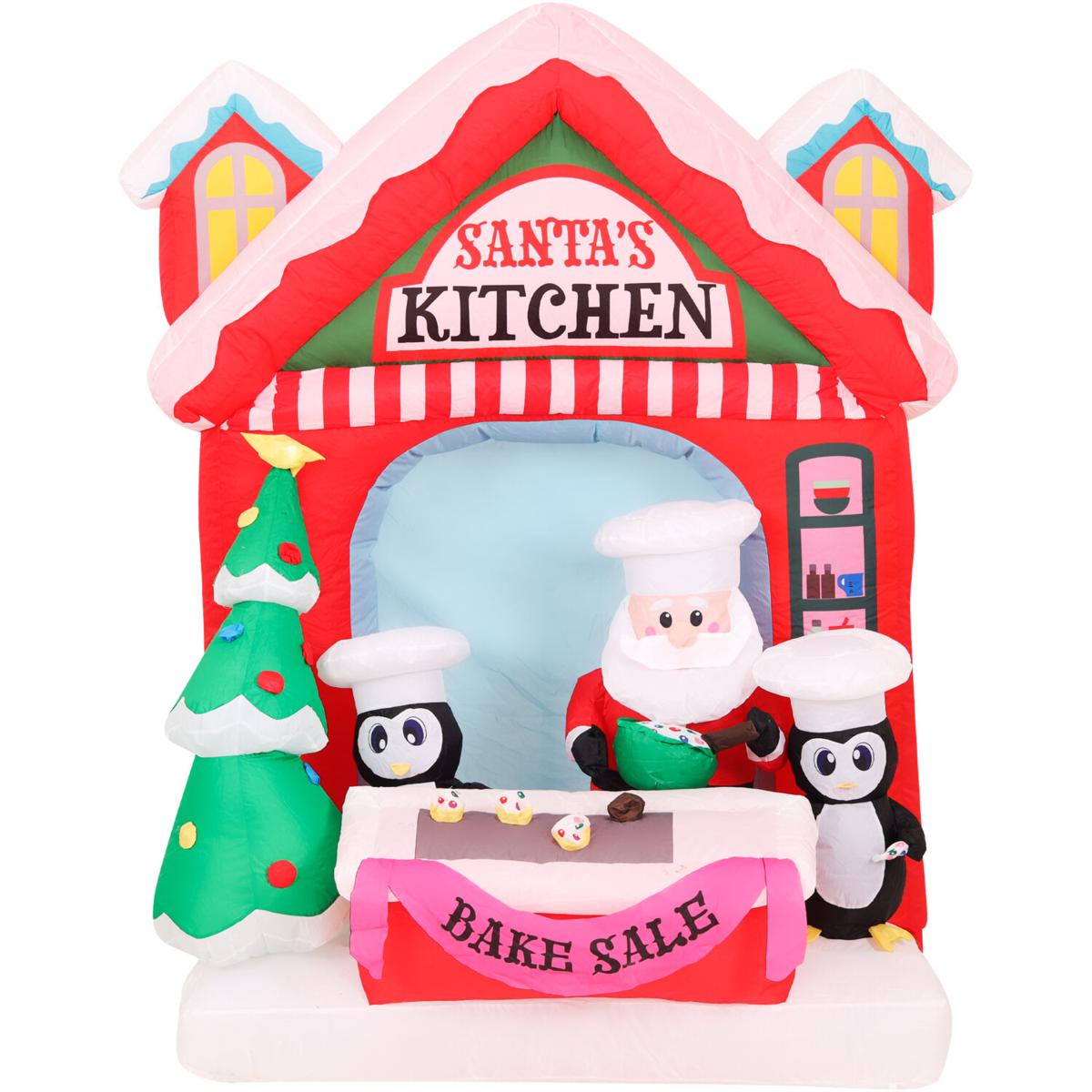 Fraser Hill Farms 7 Ft. Tall PreLit Inflatable Santa's Kitchen