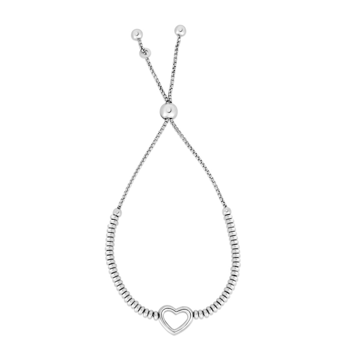 Sterling Silver Heart Adjustable Beaded Bolo Bracelet 20741815 HSN