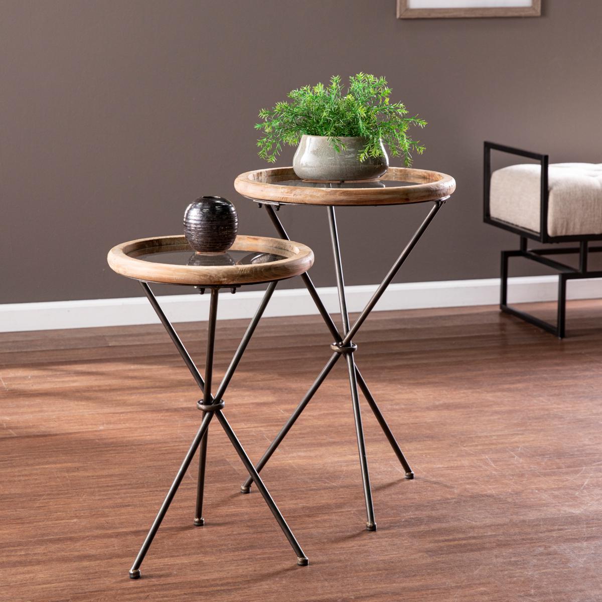 Southern Enterprises Ova Glass Top Accent Tables 2pc Set 20769097 HSN