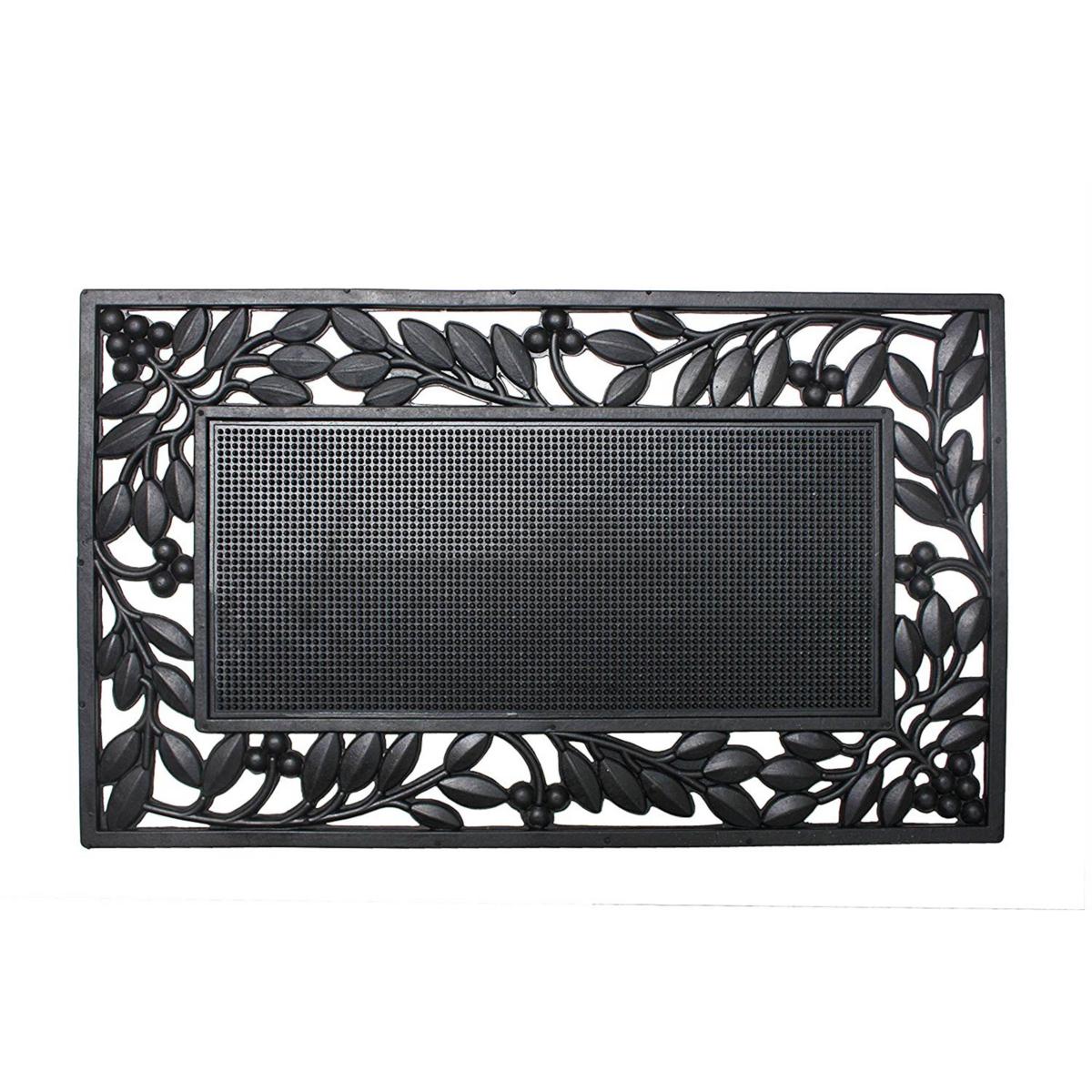 Design Imports J&M Leaf Border Rubber Doormat 18" x 30" 20807775 HSN
