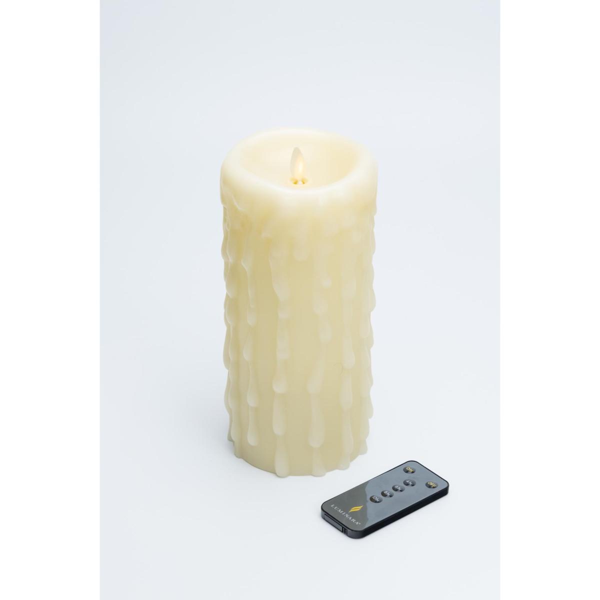 Luminara 7" Tall Heavy Wax Drip Flameless Candle with Remote Control